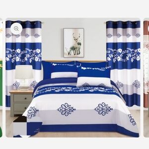 Elegant Blue and White Bedding Set